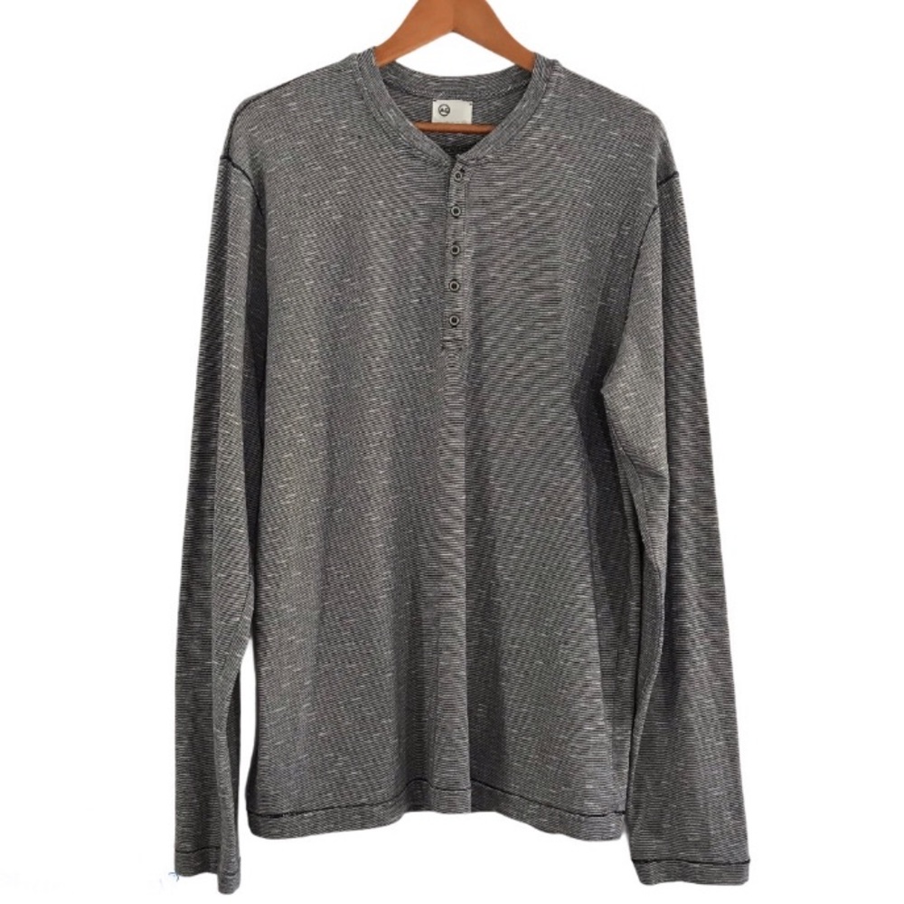 ADRIANO GOLDSCHMIED Navy Marled Henley Jersey